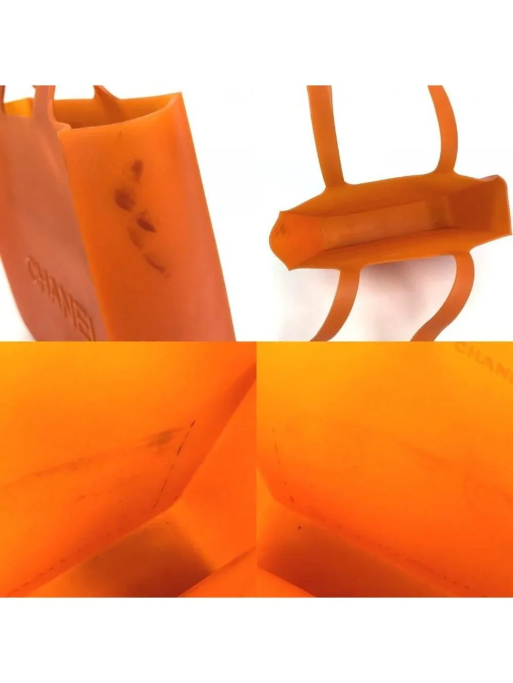 Chanel Tote Bag Logo Beach Rubber Orange